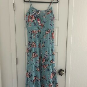 Xhilaration Blue Floral Button-Front Dress